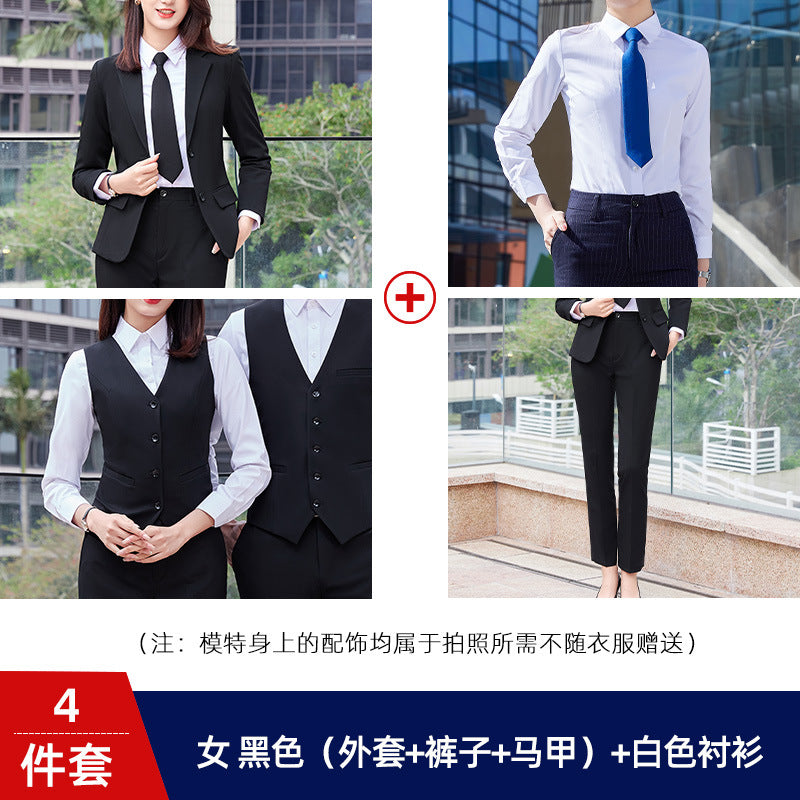 Two-button color spinning four-sided elastic treasure blue teacher suit suit men's and women's same style professional attire 4S shop suit wholesale