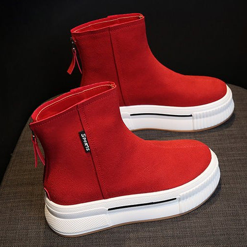 Short Boots for Women, Autumn and Winter Single Boots, 2025 New Thick-Soled Women's Shoes, New Versatile Casual Zipper Slip-On Boots
