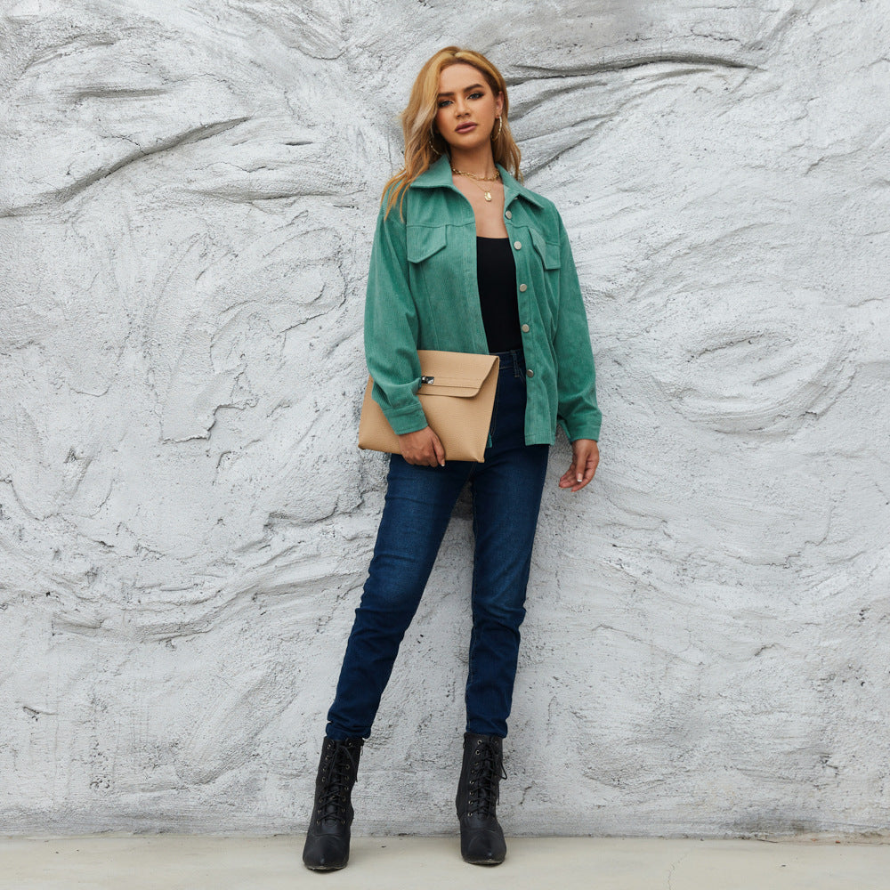Cross-Border Autumn and Winter Tops, All Colors and Sizes, Corduroy Women's Jackets, Coats, Shirts, Street Fashion