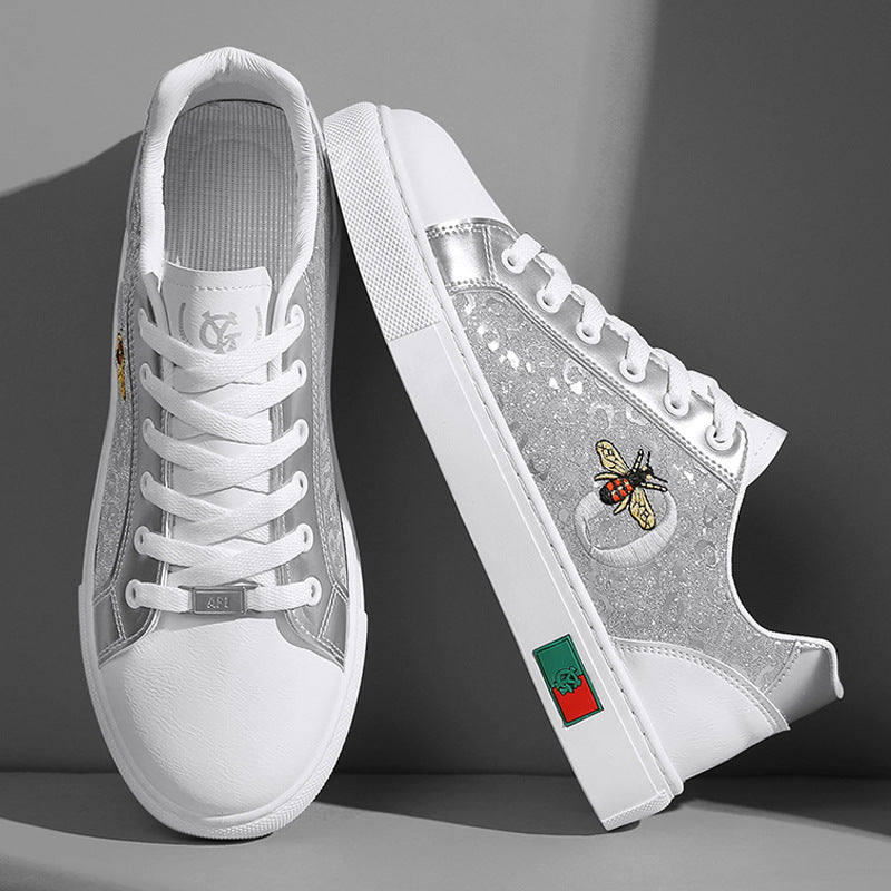 Spring Men's Fashion Embroidered Trendy Sneakers Versatile Comfortable Classic Student Low-Top Round-Toe Casual Shoes