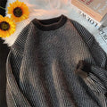 Autumn and Winter New Small Striped Sweater Men's Couple Casual Knitted Sweater Personalized All-match Fashion Contrast Color Base Shirt Jacket