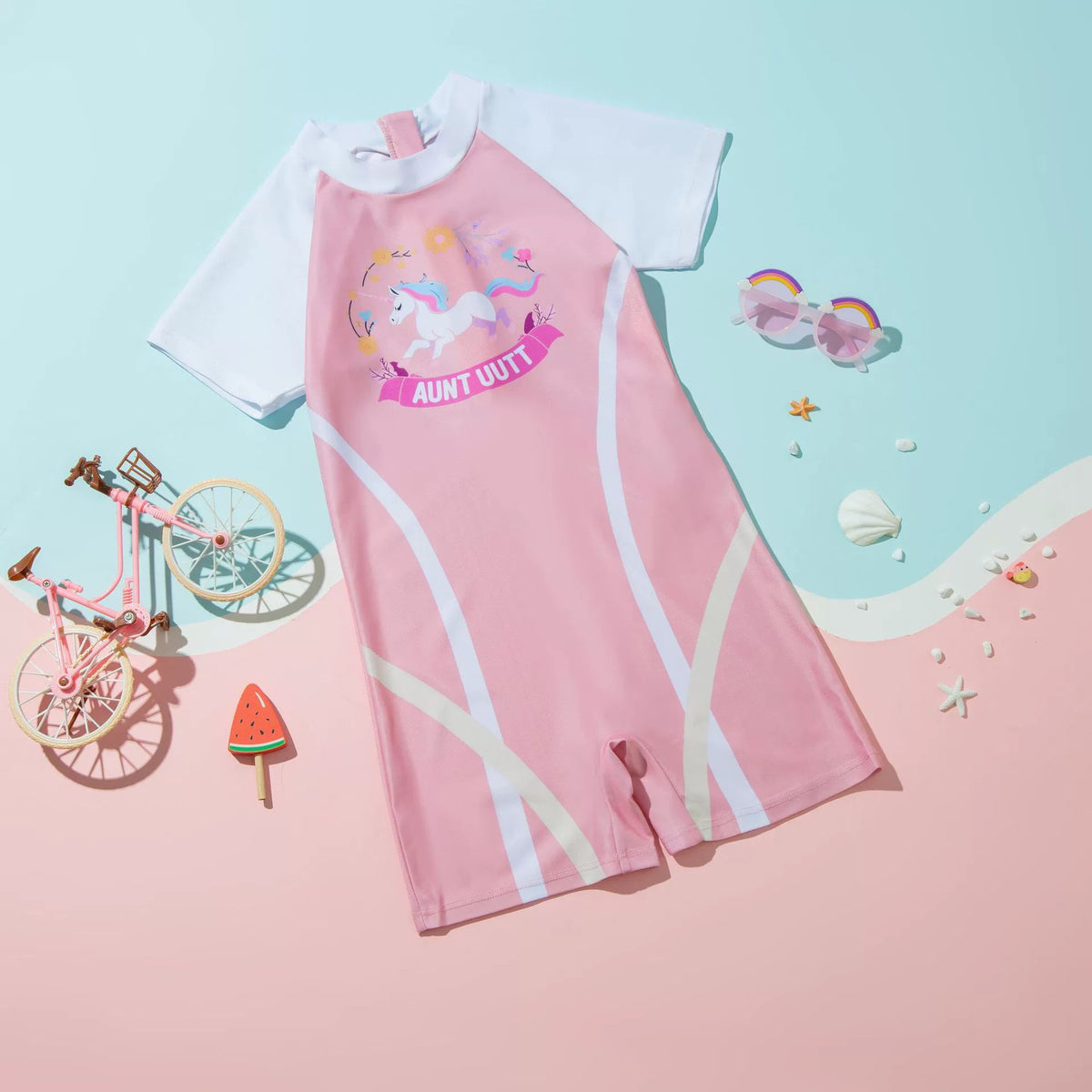 Conservative Swimsuit Girl Siaman Princess Western Style Cartoon Unicorn Small Middle School Big Kids Student Swimming Pool Swimsuit