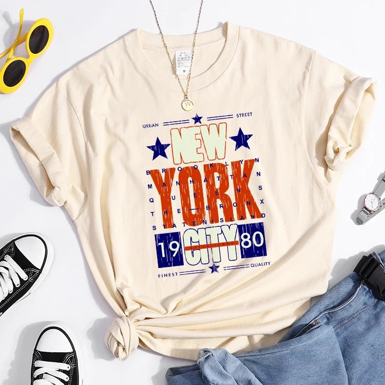 Ladies T Shirt Trend Fashion Casual Summer Loose Top All-match Women T-shirt