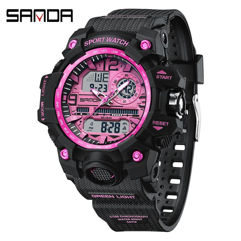 Sanda Hot-Selling Watch Korean Version Student Party Multi-Functional Waterproof Alarm Clock Electronic Watch Cool Dual Display Luminous Sports Watch