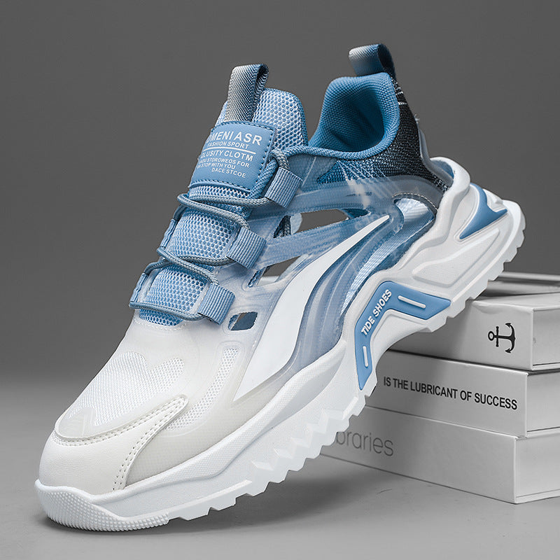 2025 New Summer Men's Sports Shoes for Students, Breathable Mesh Popular Mecha Hollow Frame Casual Sports Shoes