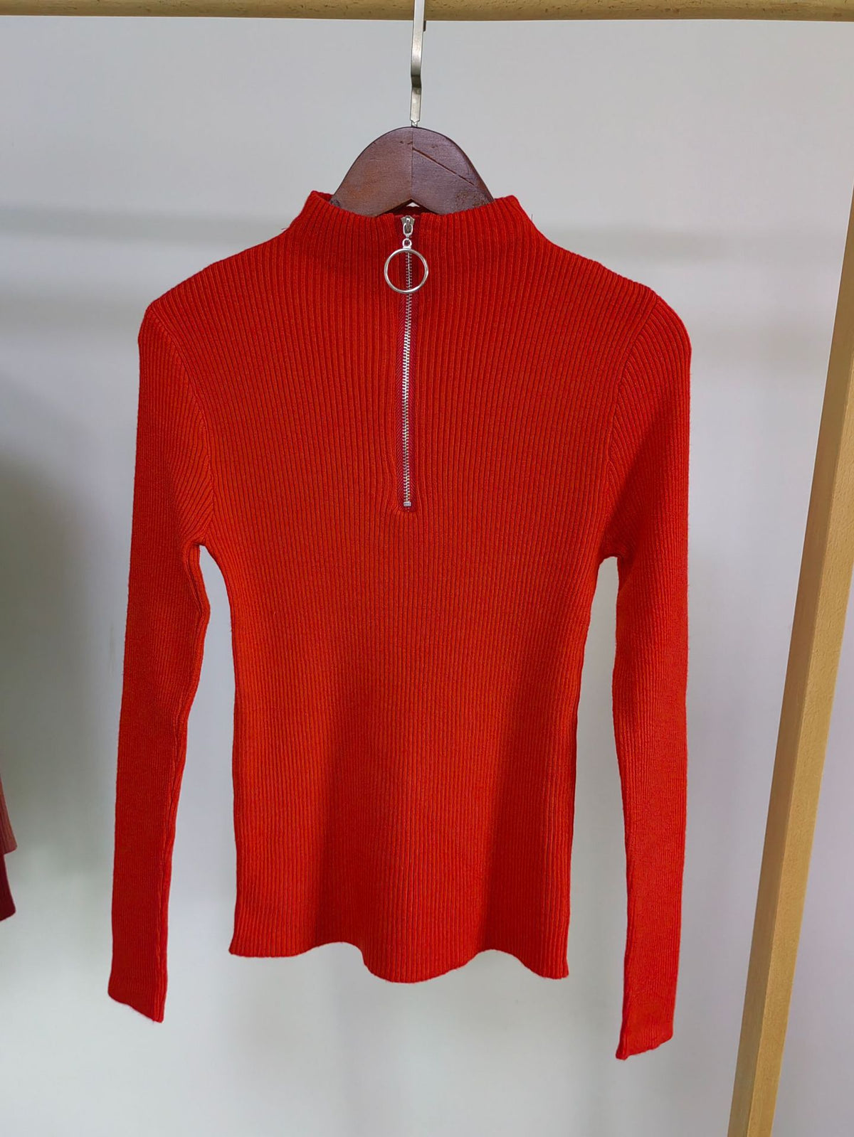 Spring sweater women's semi-high collar ring zipper slim outer wear long sleeve middle collar base sweater sweater top wholesale