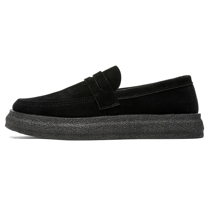 Men's Loafers 2026 New Spring Soft-Soled Genuine Leather Retro Suede Casual Slip-On Trendy Shoes
