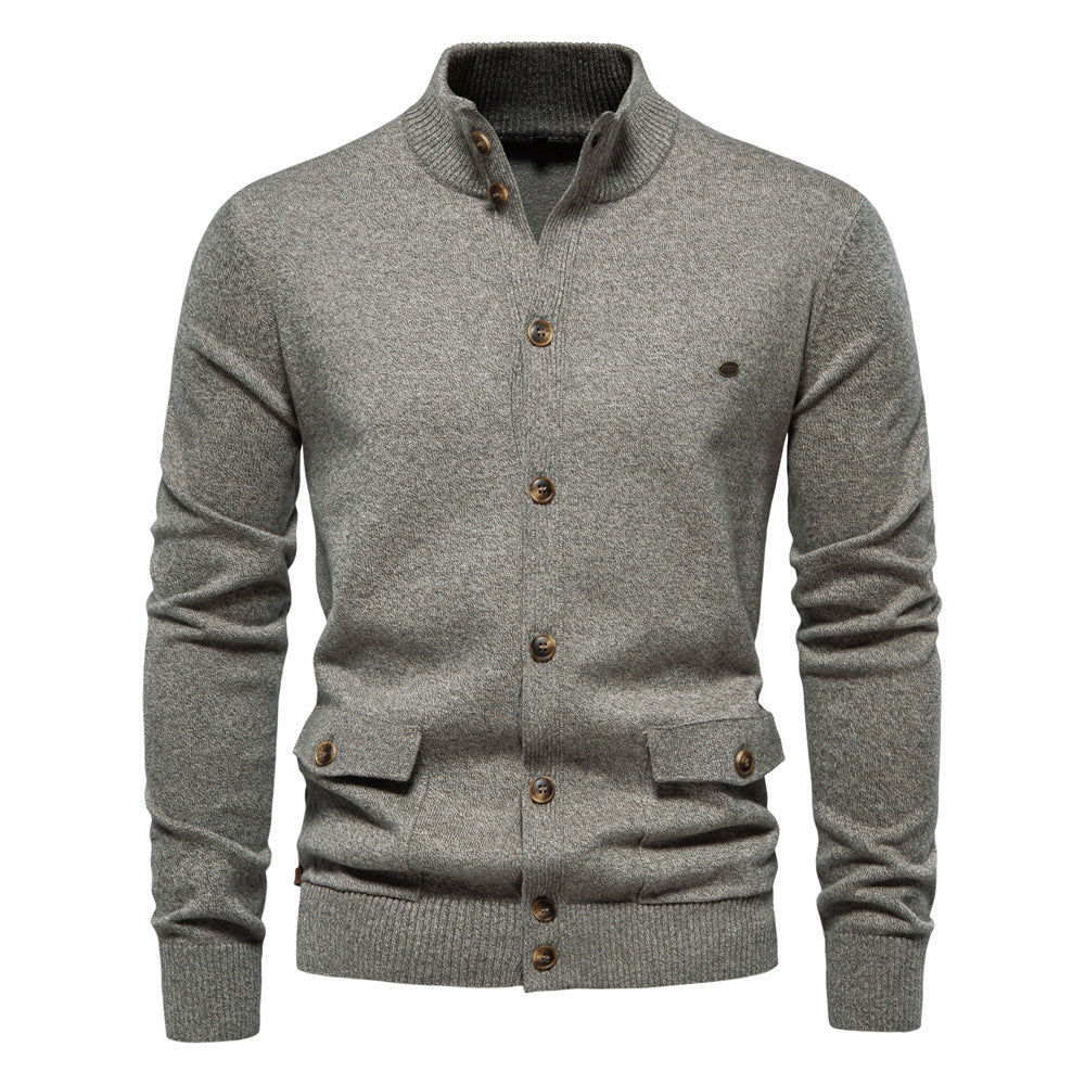 European and American Men's Sweaters, Men's Cardigans, Business Casual Autumn and Winter 2024 Cross-Border New Tops, Pure Color, High Quality