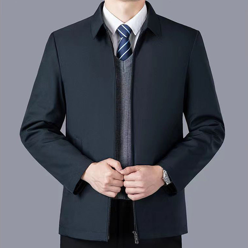 Manufacturer Wholesale Middle-Aged and Elderly Dad Jackets Men's Spring and Autumn Middle-Aged High-End Executive Jackets Button Casual Tops