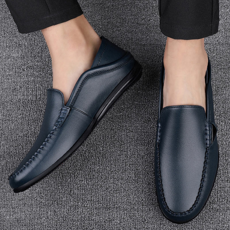 Men's Loafers 2026 Spring Men's Shoes Genuine Leather Soft Sole Large Size Cowhide Shoes Men's Leather Shoes Men's Flat Comfortable Shoes