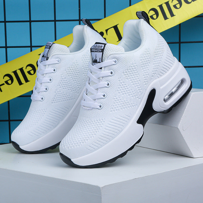 Women's Height-Increasing Shoes Spring 2025 New Single Shoes Thick-Soled Travel Shoes Black Versatile Summer Casual Sports Shoes for Women