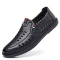 2026 New Men's Sandals Soft Leather Business Perforated Men's Shoes Soft Sole Hole-In-The-Wall Dad Leather Shoes White
