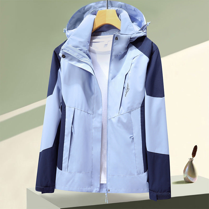 Jackets for Men and Women, Windproof and Waterproof Outdoor Sports Mountaineering Clothing, Fashionable and Trendy Spliced Color Hooded Jackets