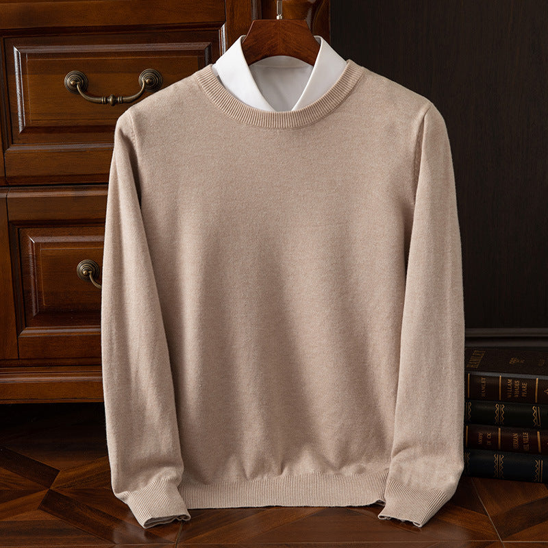 Autumn and Winter Classic Round Neck Men's Pullover Base Shirt Casual Business Knitwear Loose Fashion Solid Color Long Sleeve Sweater