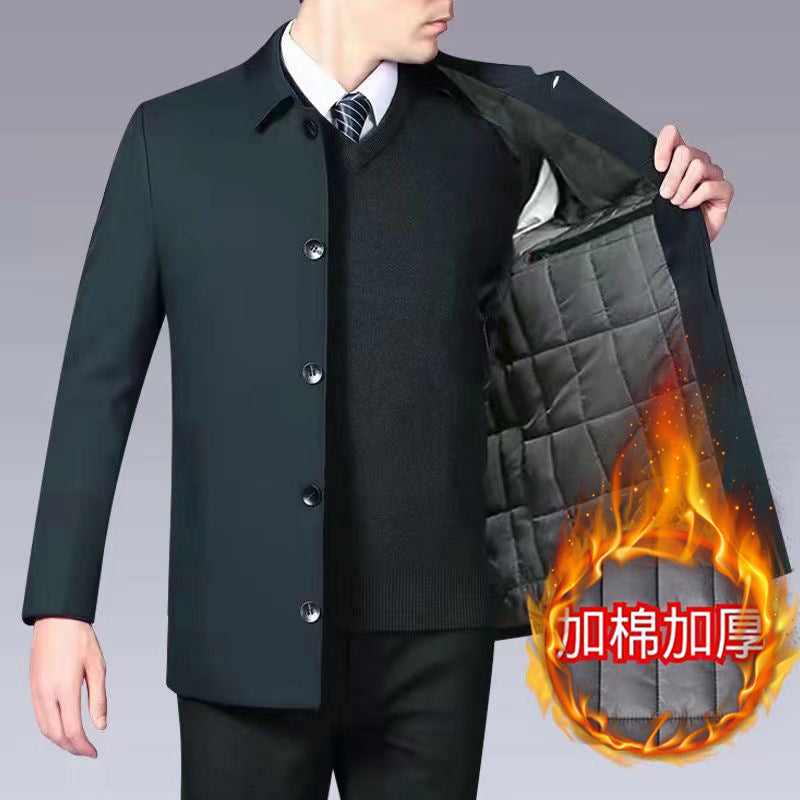 Manufacturer Wholesale Middle-Aged and Elderly Dad Jackets Men's Spring and Autumn Middle-Aged High-End Executive Jackets Button Casual Tops