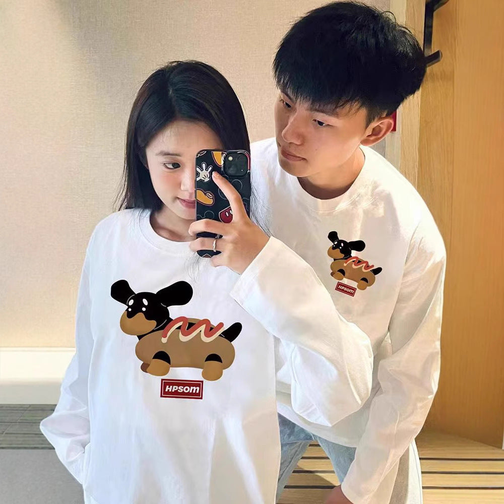 High-End Men's and Women's Long-Sleeved Ins-Style Tops, Special Couple Wear, Autumn and Winter Velvet Round-Neck Sweatshirts, Trendy Brand Class Uniforms