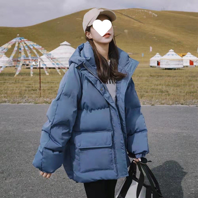 Women's Cotton Jacket Winter 2025 New Loose Student Puffer Jacket Short Thickened Hooded Cotton Coat Versatile Outerwear Cotton Padded Jacket