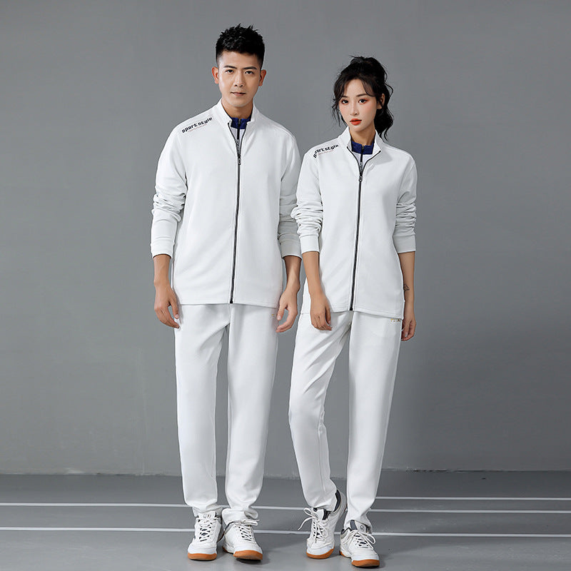 New Badminton Uniform Jacket Black and White Suit Men's and Women's Long-Sleeved Volleyball Uniform Table Tennis Uniform Competition Training Uniform
