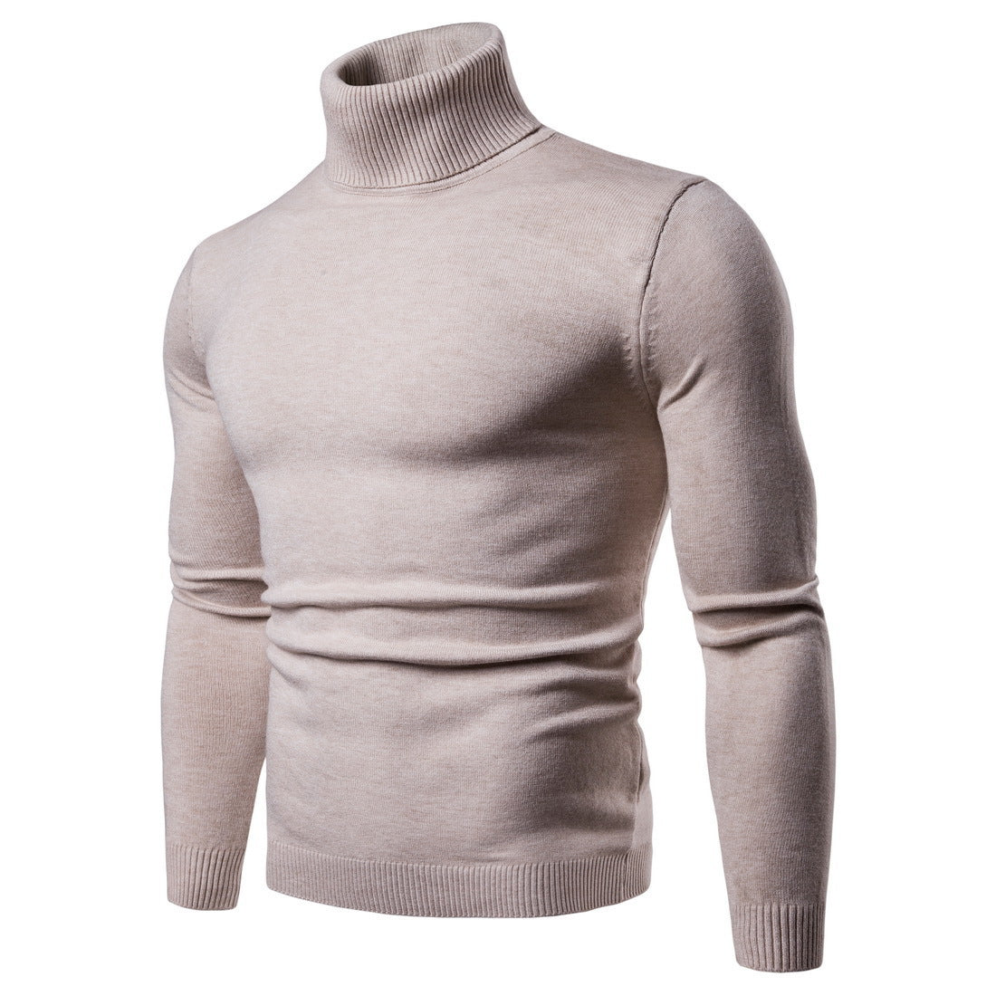 Amazon foreign trade autumn and winter new men's solid color slim turtleneck sweater sweater plus size men's pullover base shirt