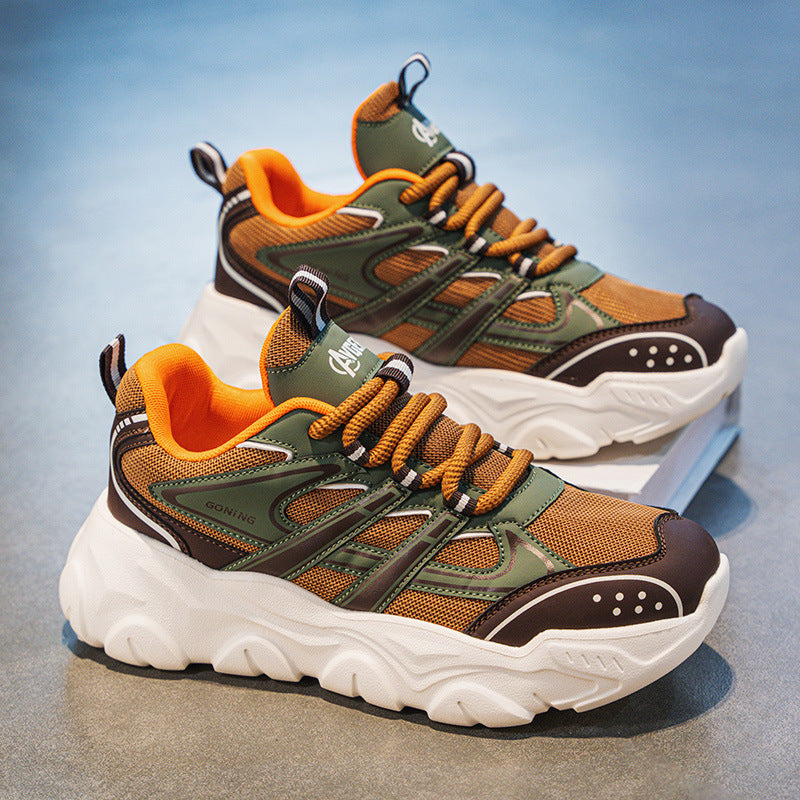 Men's Shoes Winter 2024 New Trendy Versatile Sports Casual Men's Wear-Resistant Thick-Soled Height-Increasing Black Dad Sneakers