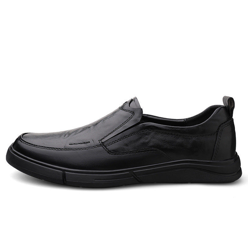 Autumn hand-held top layer cowhide men's leather shoes fashionable versatile middle-aged loafers breathable leather men's shoes
