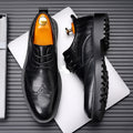 Factory Direct men's shoes autumn and winter breathable 2023 New thick-soled British business formal wear brogue men's casual shoes