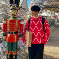 Plush Plaid Sweater Men's Autumn and Winter Korean-style Fashionable Loose Sweater Thickened Lover's All-match Sweater for Men