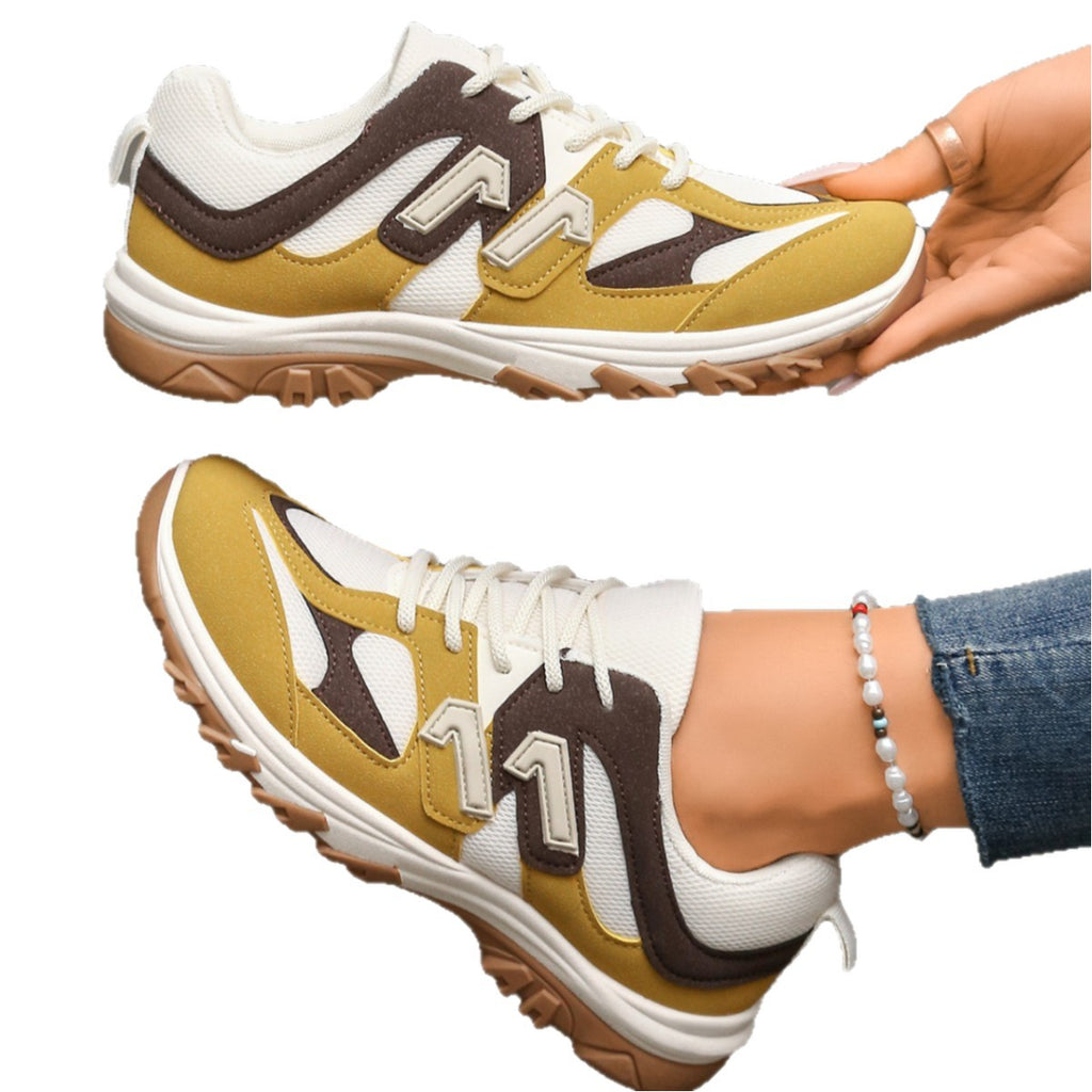 2025 Autumn New Sports Casual Shoes 42 Large Size Women's Shoes Thick Sole Anti-Slip Lace-Up Student Running Shoes Single Shoes