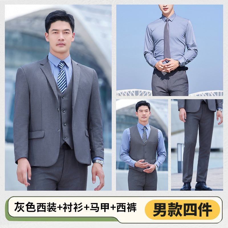Autumn and Winter Thickened Men's Double-button Black Interview Business Dress Unisex Business Suit suit Three-piece Set