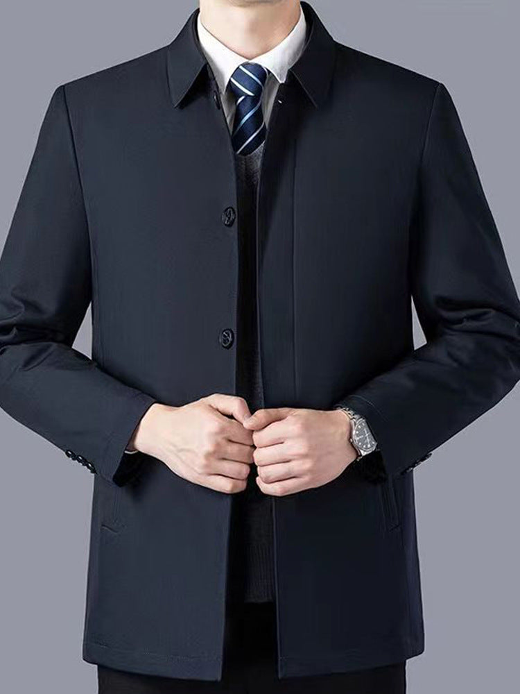 Manufacturer Wholesale Middle-Aged and Elderly Dad Jackets Men's Spring and Autumn Middle-Aged High-End Executive Jackets Button Casual Tops