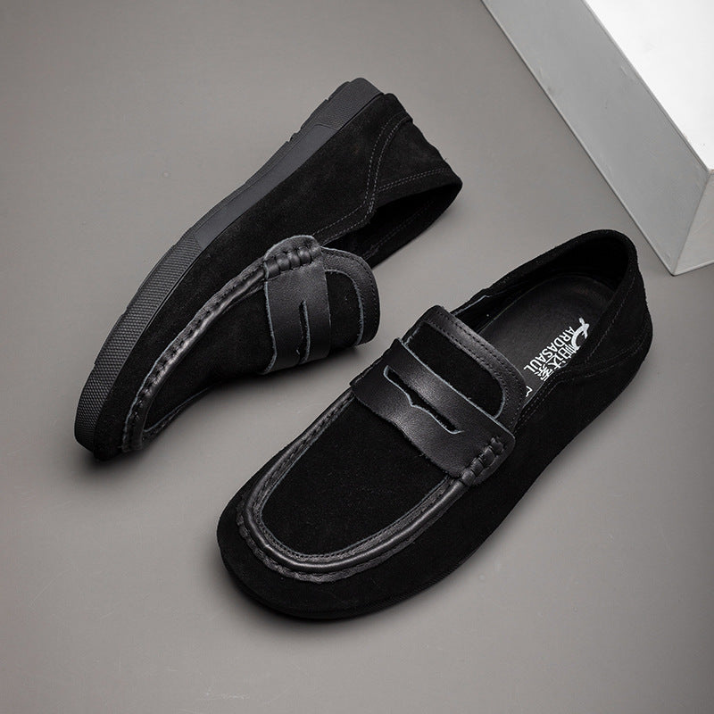 Men's Shoes, New Autumn Collection, Suede Leather, Comfortable Casual Men's Loafers, Fashionable and Trendy, Versatile Slip-On Slip-On Shoes
