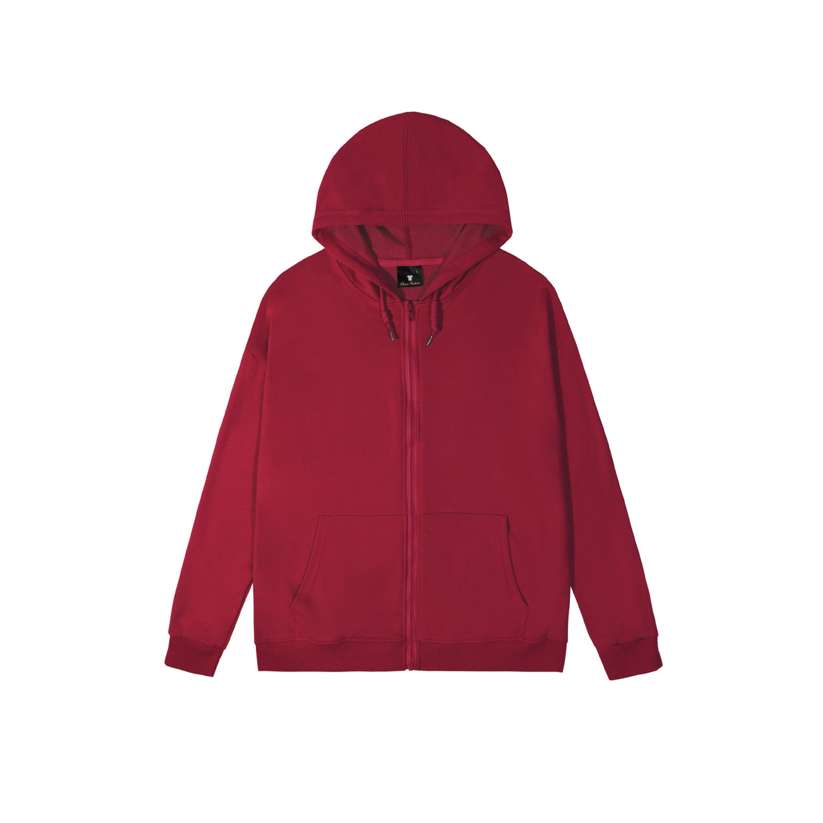 Spring and Autum Hooded Zipper Cardigan Sweatshirt Off-Shoulder Long-Sleeved Pure Color Xiyin Cross-Border Temu Loose Version