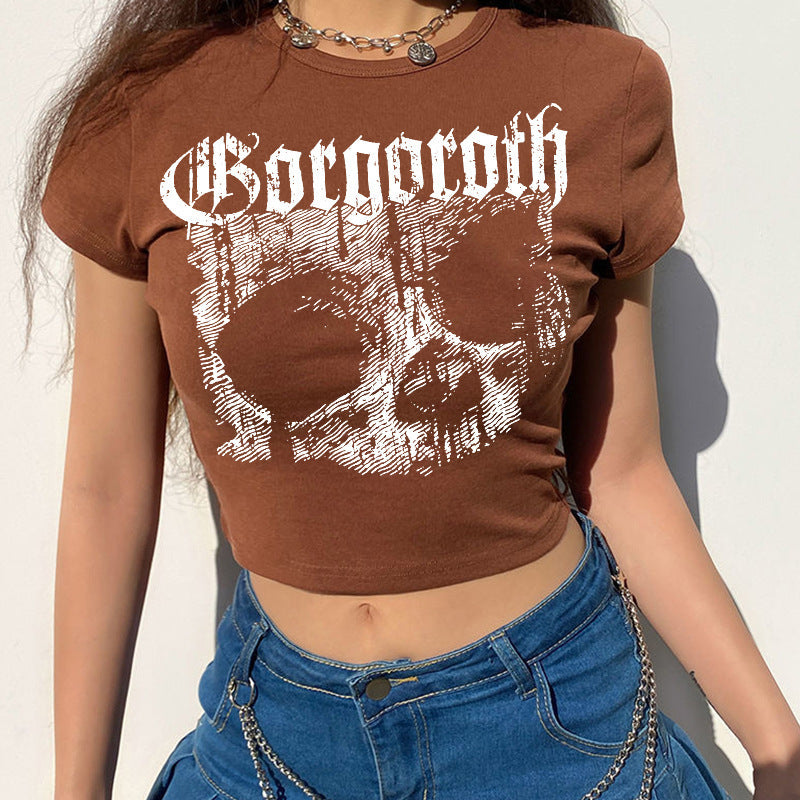 Short-Sleeved T-Shirts for Women with Exposed Navel, Sexy Slim-Fitting Hotties, European Tops, Trendy One-Piece
