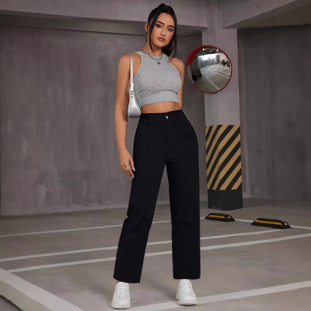 26 Cross-Border Amazon Women's New Arrivals Casual Fashion Trendy High-Waisted Solid Color Slim-Fit Jeans for Women European and American Style