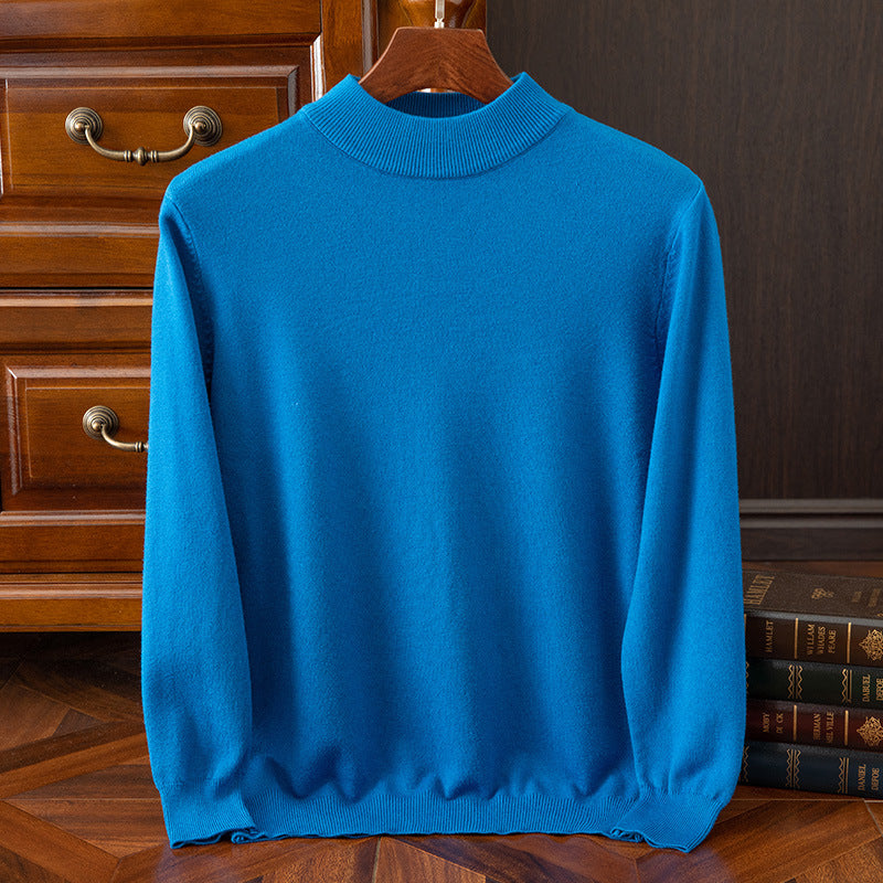 Autumn and winter semi-high collar men's pullover base sweater casual business loose fashion solid color long sleeve Andy velvet sweater