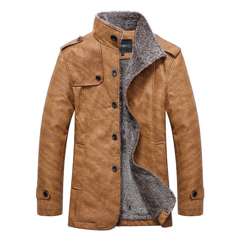 Men's Leather Jacket Men Winter Warm Jackets Coats