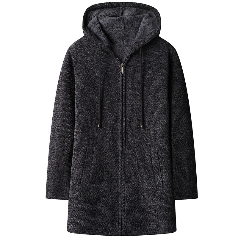 Good Quality Autumn and Winter New Men's Casual Mid-length Jacket All-match fleece-lined Coat Jacket 6619-P55