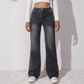 Women's Stretch Jeans Are Simple and Versatile, Slimming and Wear-Resistant, Straight-Leg Black Pants Womenjeans High-Waisted and Slimming