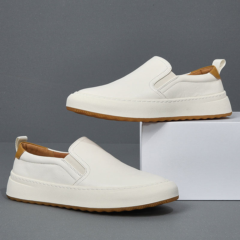 Men's Shoes 2025 New Style Men's Genuine Leather Casual Sneakers Breathable Loafers Slip-On Lazy Shoes Breathable and Comfortable
