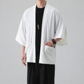 2025 New Summer Stripesd Men's Three-Quarter Sleeve Windbreaker Large Size Thin Outwear Chinese Style Cloak Men's Top