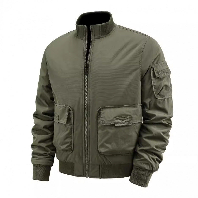 Flying Suit Men's Jacket Cotton Coat Autumn and Winter American Retro Loose Casual Middle-aged Casual Jacket Cotton Coat Coat