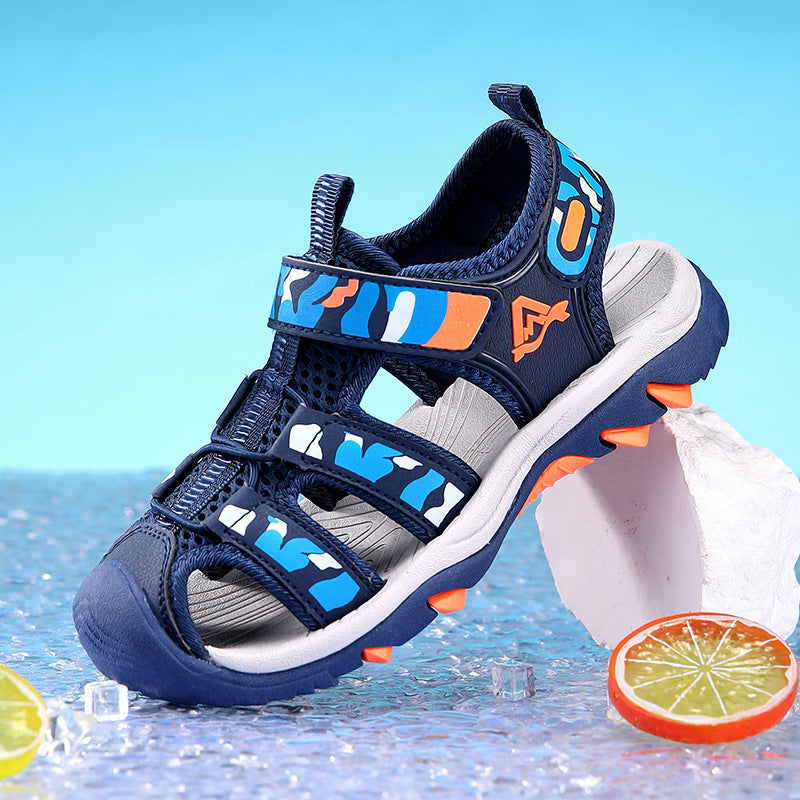 Children's sandals summer breathable wear-resistant baotou sandals boys soft-soled non-slip outdoor beach shoes cross-border wholesale