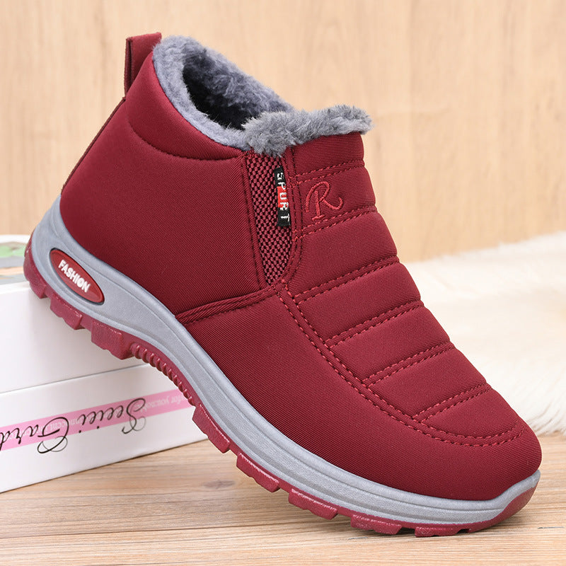 Couple's New Style Cotton Boots TEMU Foreign Trade Men's and Women's Boots Middle-aged and Old People's Cotton Shoes Snow Boots fleece-lined Thickened Warm Shoes