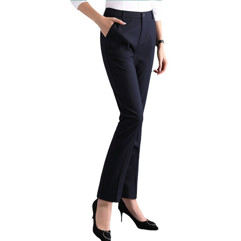 Western Trousers Women's Spring and Summer Professional High Waist Straight Tube Dosing Commuter to Work dress Pants Autumn Thick Stretch Western Pants Women's