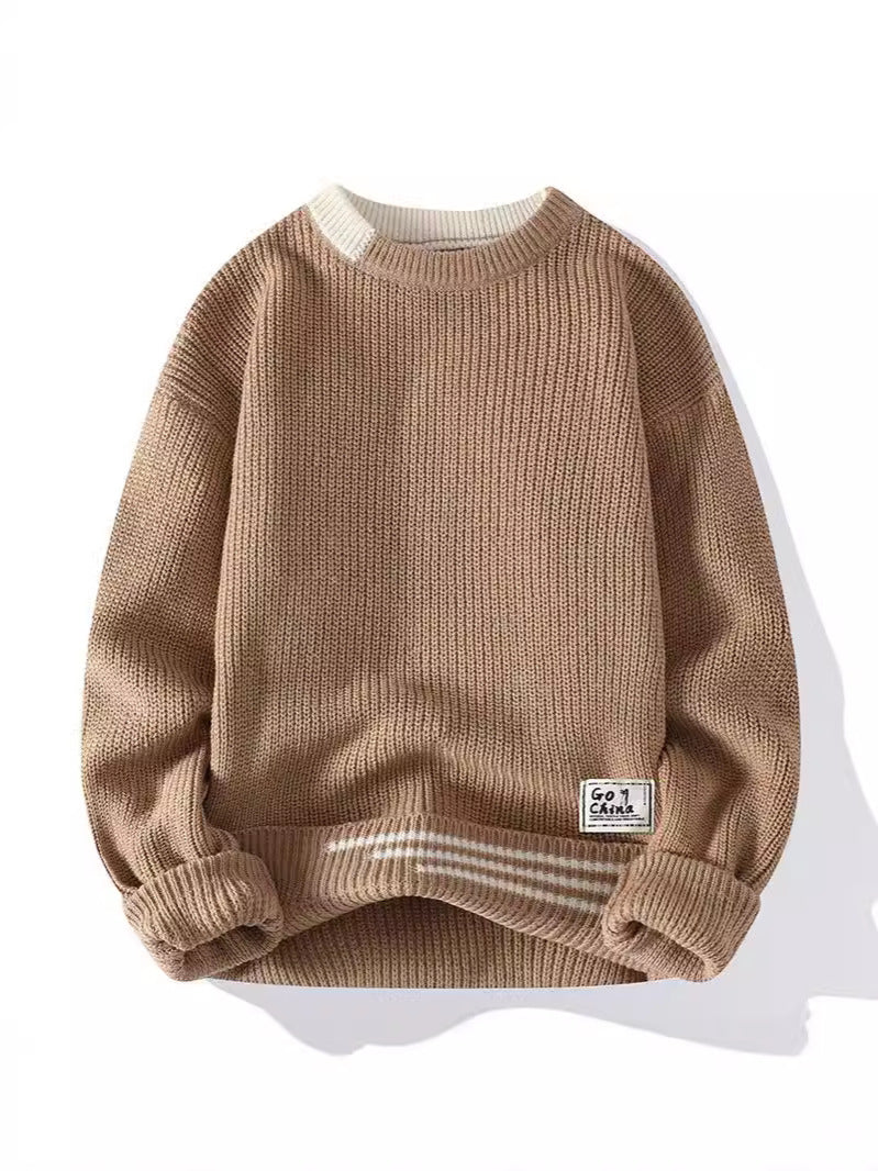 2024 autumn and winter new sweater boys Korean trend sweater base shirt casual round neck sweater men's wholesale
