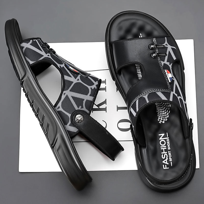 Men's Sandals 2026 New Summer Non-Slip Casual Dual-Wear Beach Shoes Men's Genuine Leather Soft-Soled Sandals Men's Trendy Style