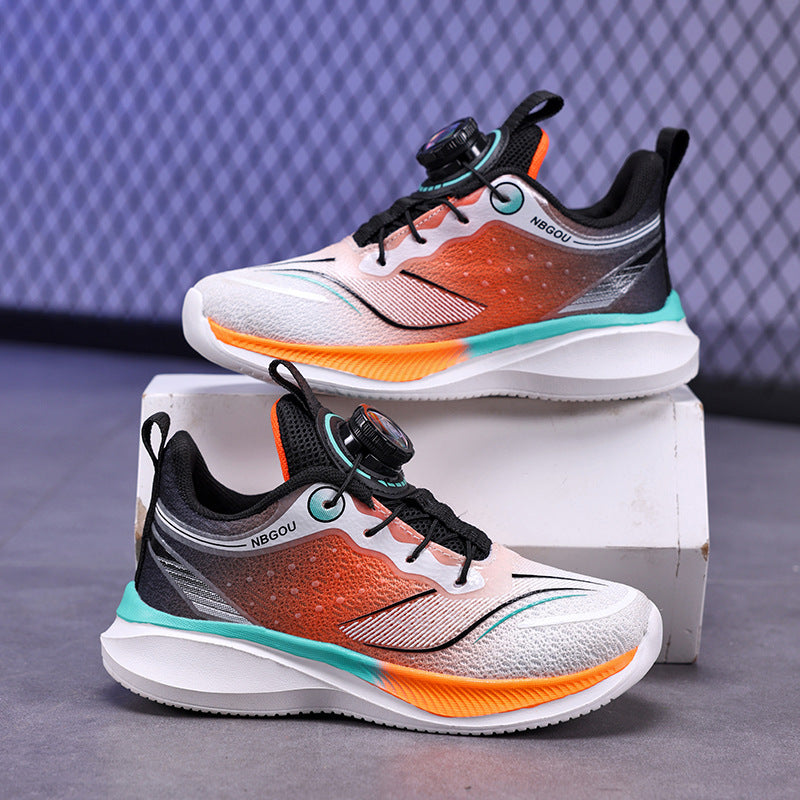 2025 New Style Rotary Buckle Boys' Sports Shoes Popular Lightweight Mesh Breathable Non-Slip Student Sports Shoes Trendy