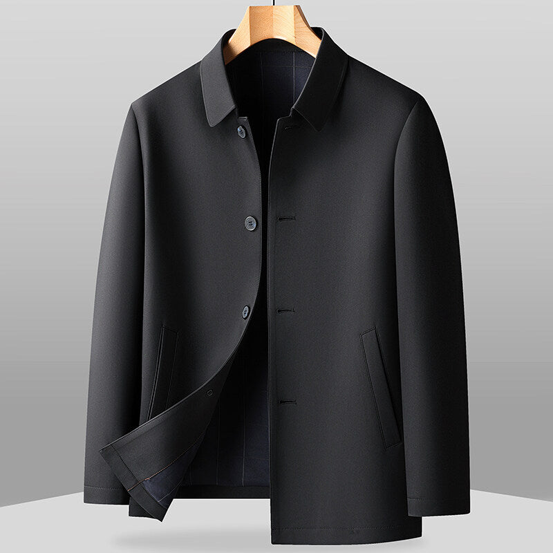 Men's Mid-length Coat Middle-aged Business Casual Lapel Solid Color Executive Jacket Coat Men's 2025 Spring New