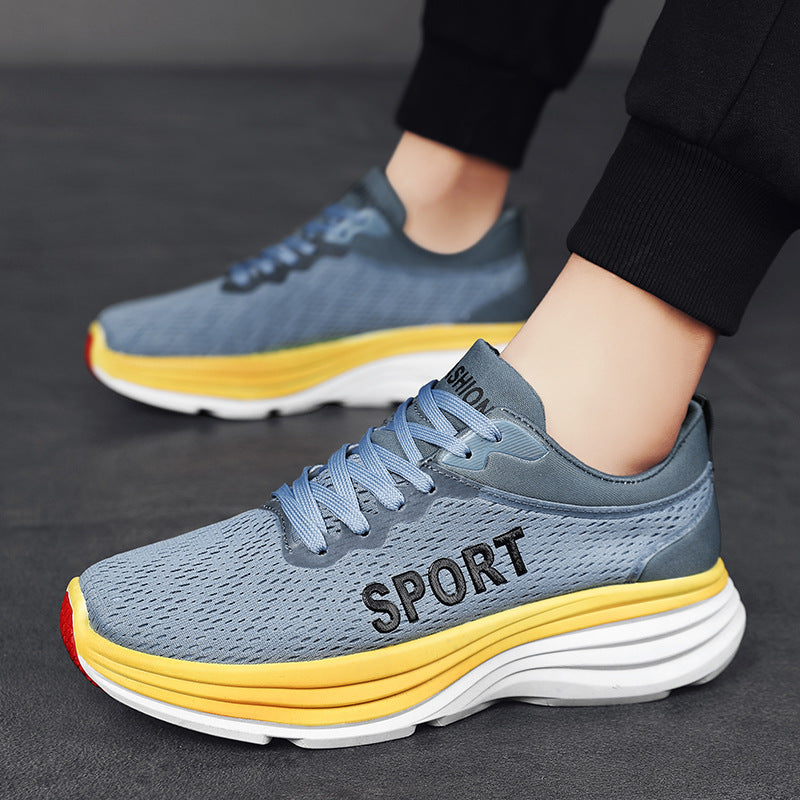 Breathable Low-top Sneakers Men's Summer New Arrival Lightweight Thick-soled Wear-resistant Casual Shoes All-match Trendy Running Shoes