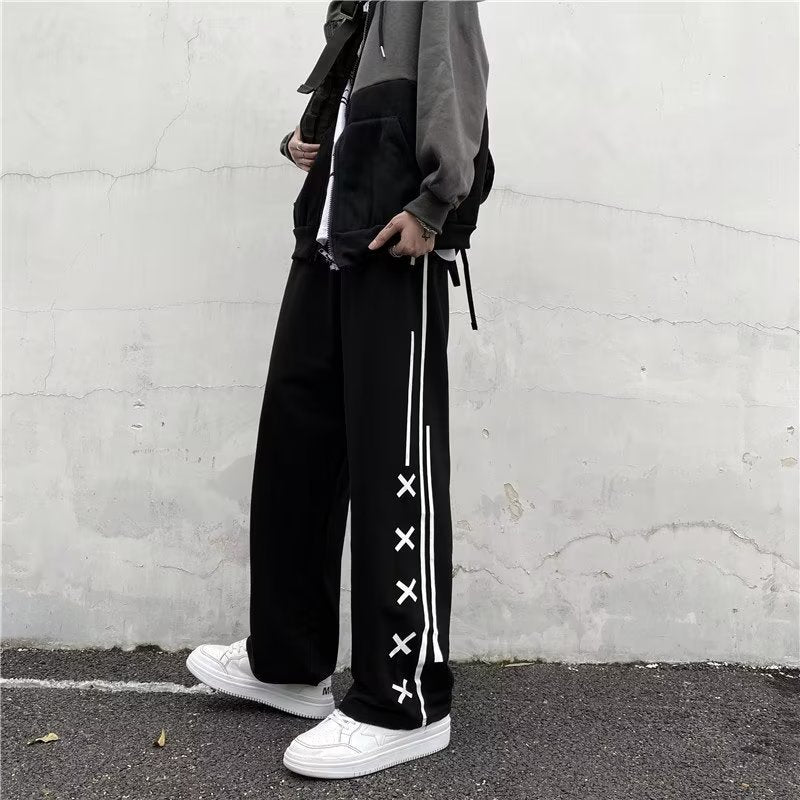 Youth Popular Sports Pants Trousers Trendy Spring Striped Fashion Trendy Brand Casual Pants New Men's Straight Trendy